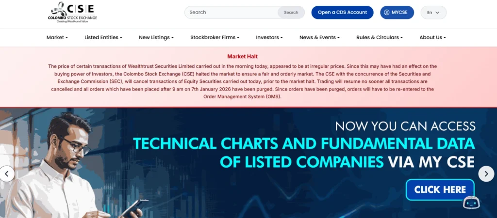 CSE Halts Trading on Wealthtrust Securities Debut Day Due to Erroneous Trades